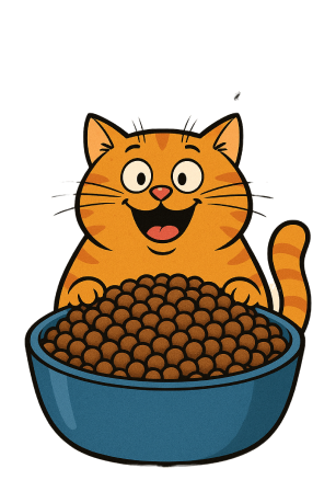 Cat with food bowl